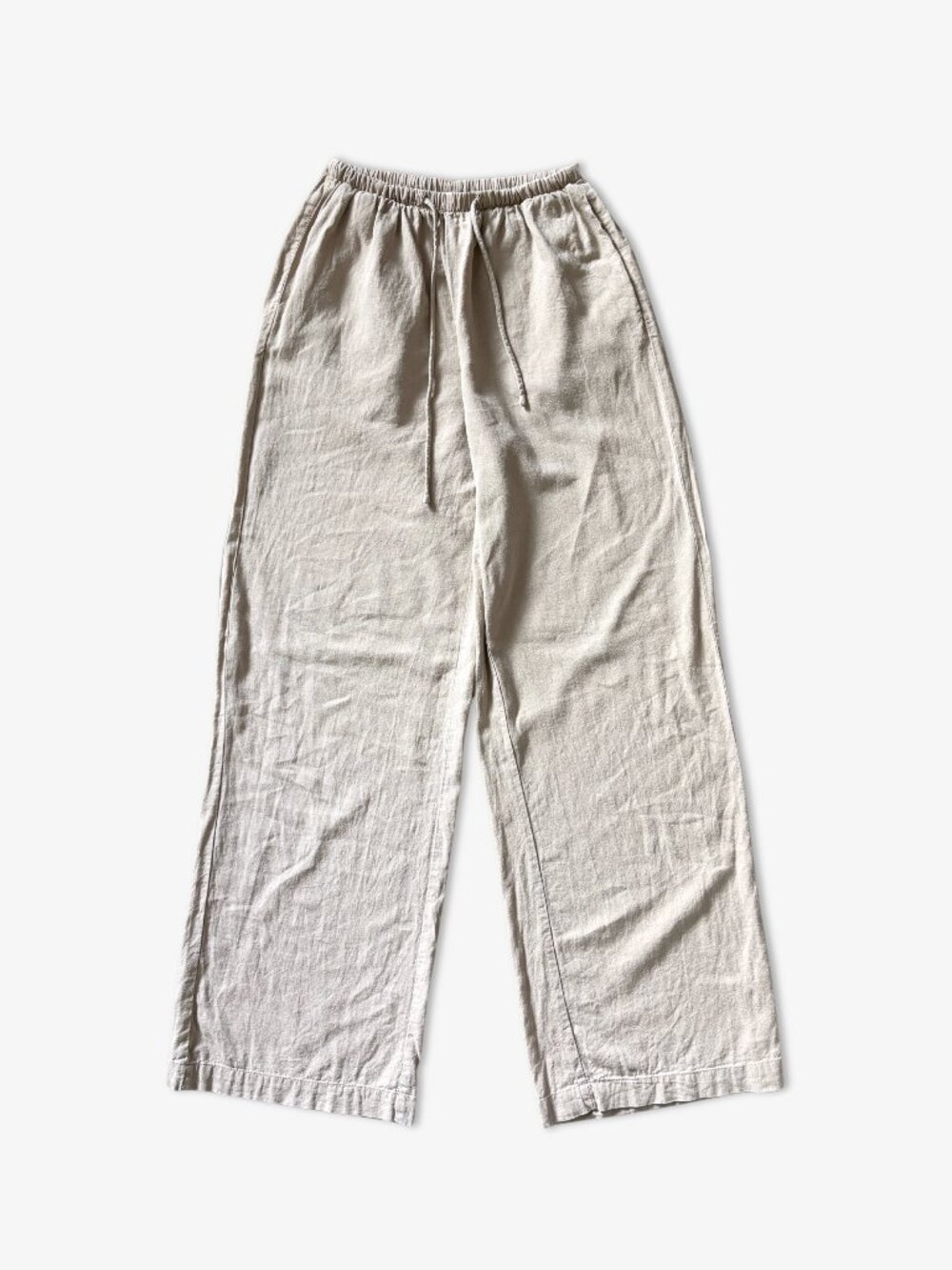 Cotton On Wide Leg Natural Tan Linen Blend Pants Size 2 Boho Capsule Wardrobe